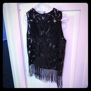 Zara black fringe top, new without tags